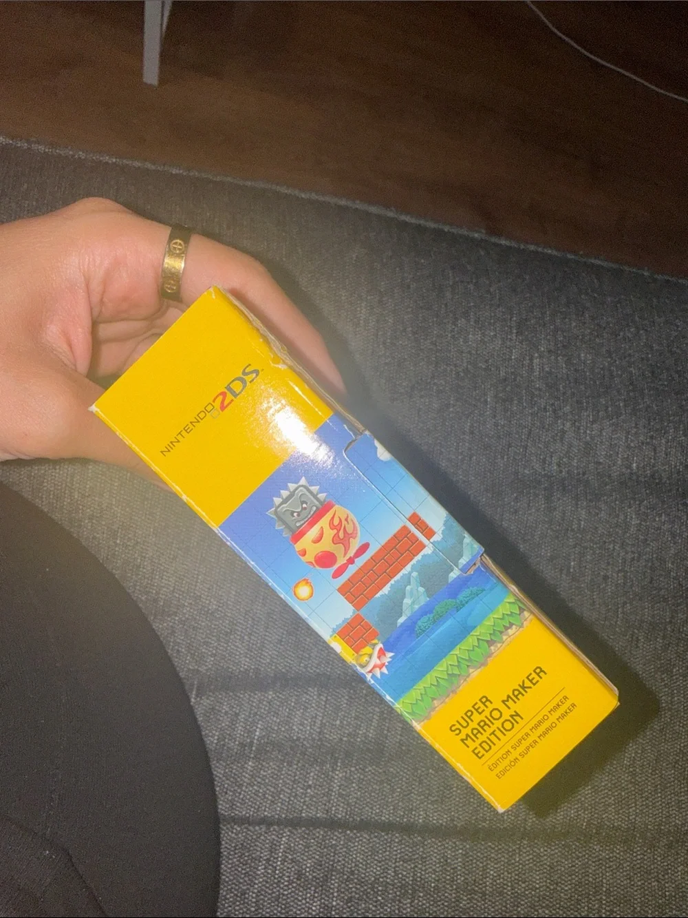 Nintendo 2DS Super Mario Maker Themed Handheld in Yellow with Red Accents